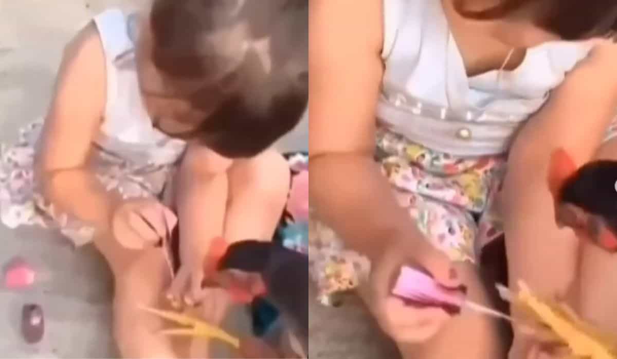 Morsom video: Egenrådig høne får neglene malt av jente