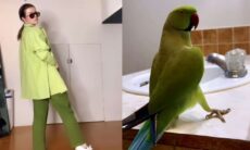 En kvinna utför synkroniserad koreografi med en undulat. Foto: Reproduktion Instagram