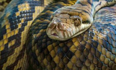 Cientistas flagram píton gigante comendo cobra viva ainda maior que ela