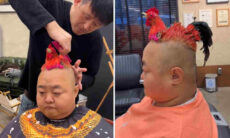 Vídeo inacreditável: homem vai ao barbeiro e faz corte que simula uma galinha